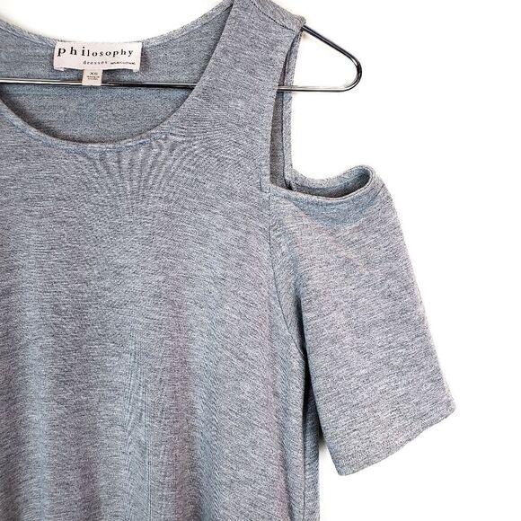 PHILOSOPHY Gray Cold Shoulder Soft Swing Dress XS - Picture 3 of 6